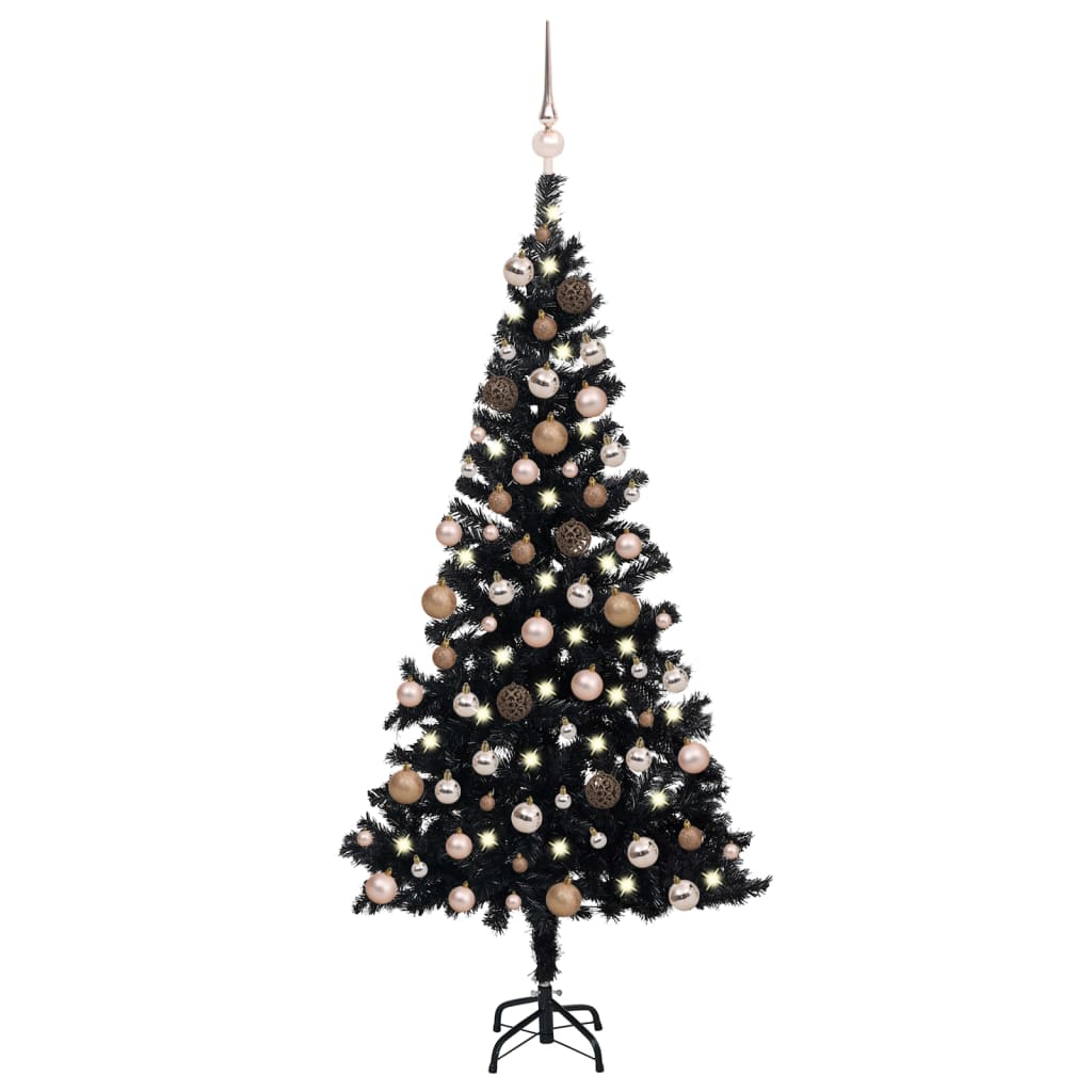 Artificial Christmas Tree With Leds Ball Set Black P 3077590