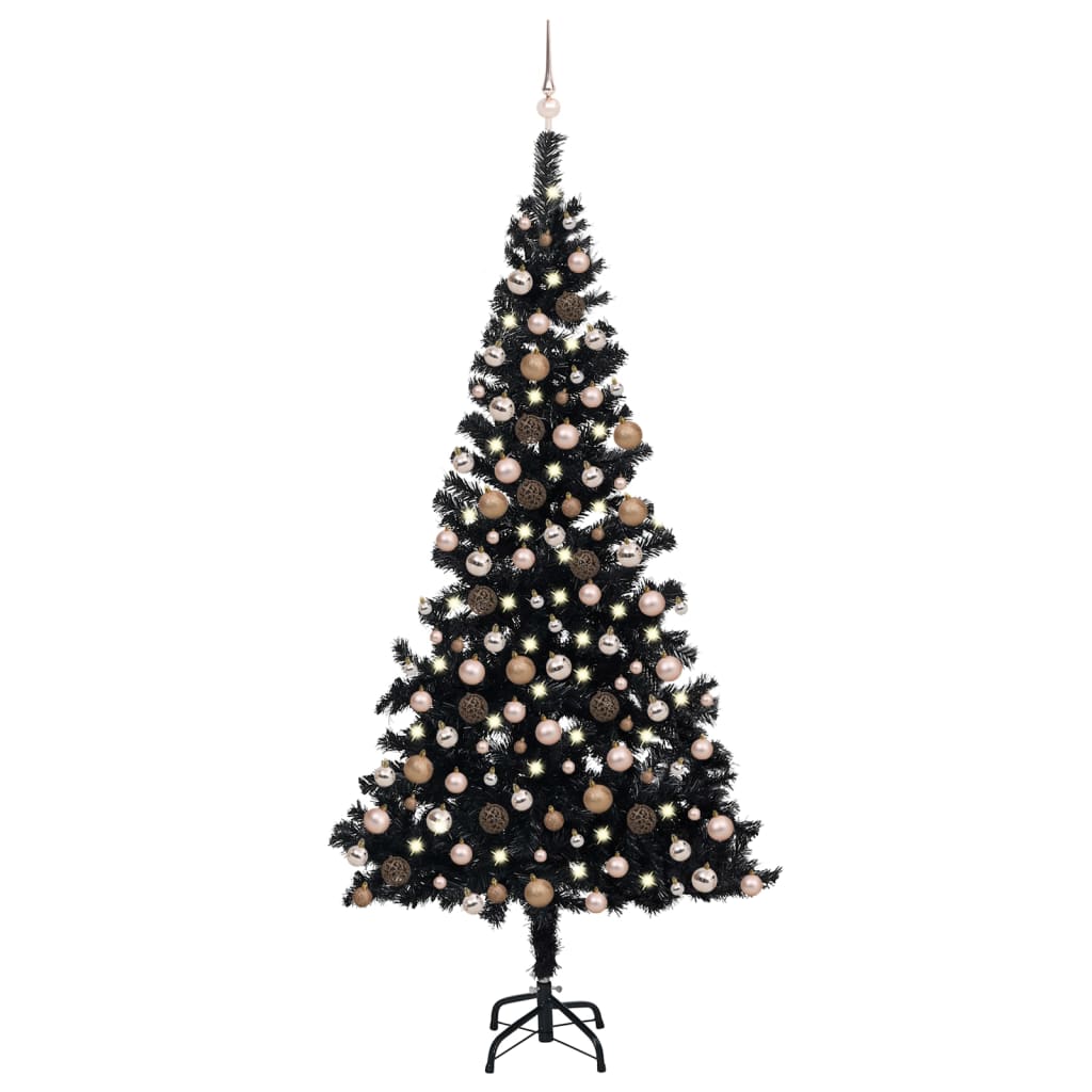 Artificial Christmas Tree With Leds Ball Set Black P 3077590
