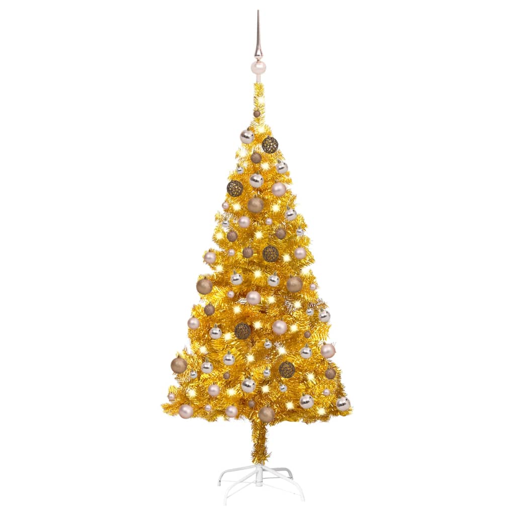 Artificial Christmas Tree With Leds Ball Set Gold Pe 3077603