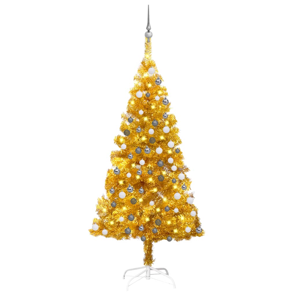 Artificial Christmas Tree With Leds Ball Set Gold Pe 3077690