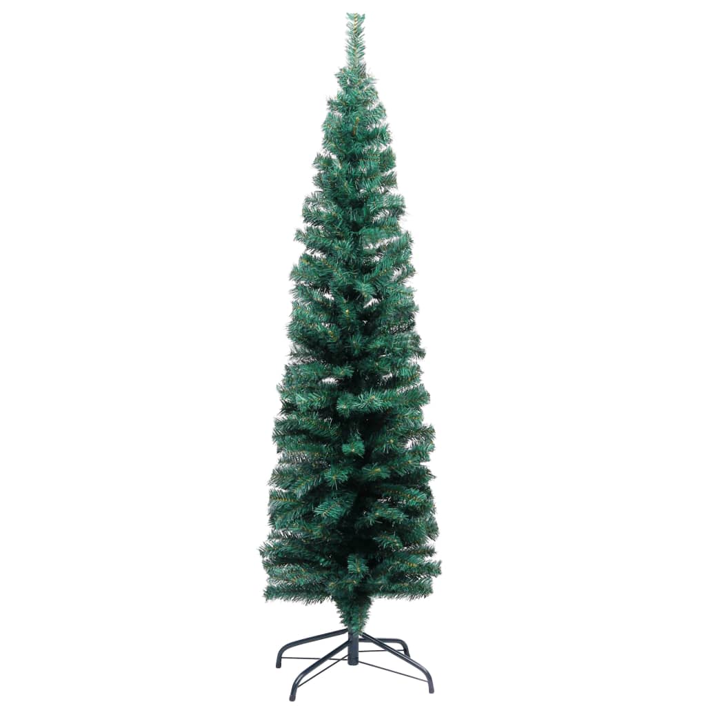 Slim Artificial Christmas Tree With Leds Stand Green 3077750