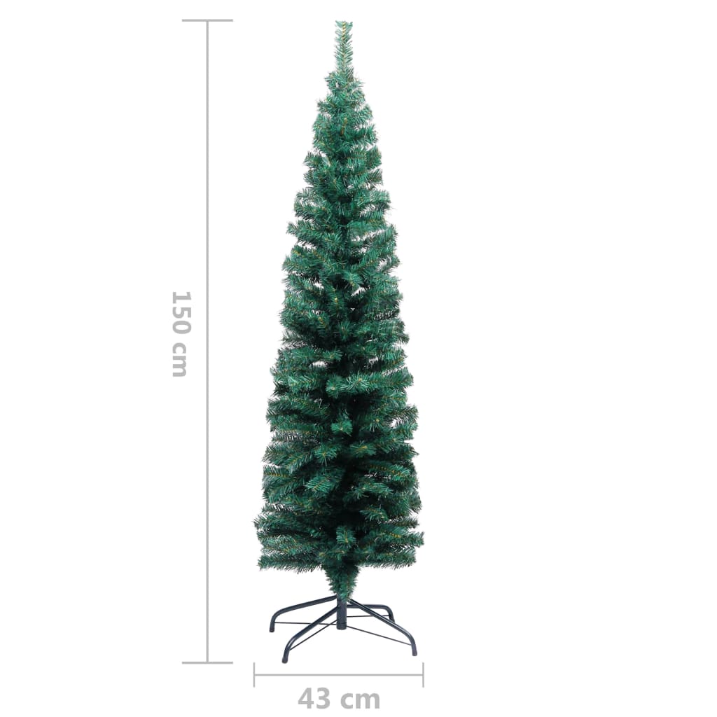 Slim Artificial Christmas Tree With Leds Stand Green 3077750