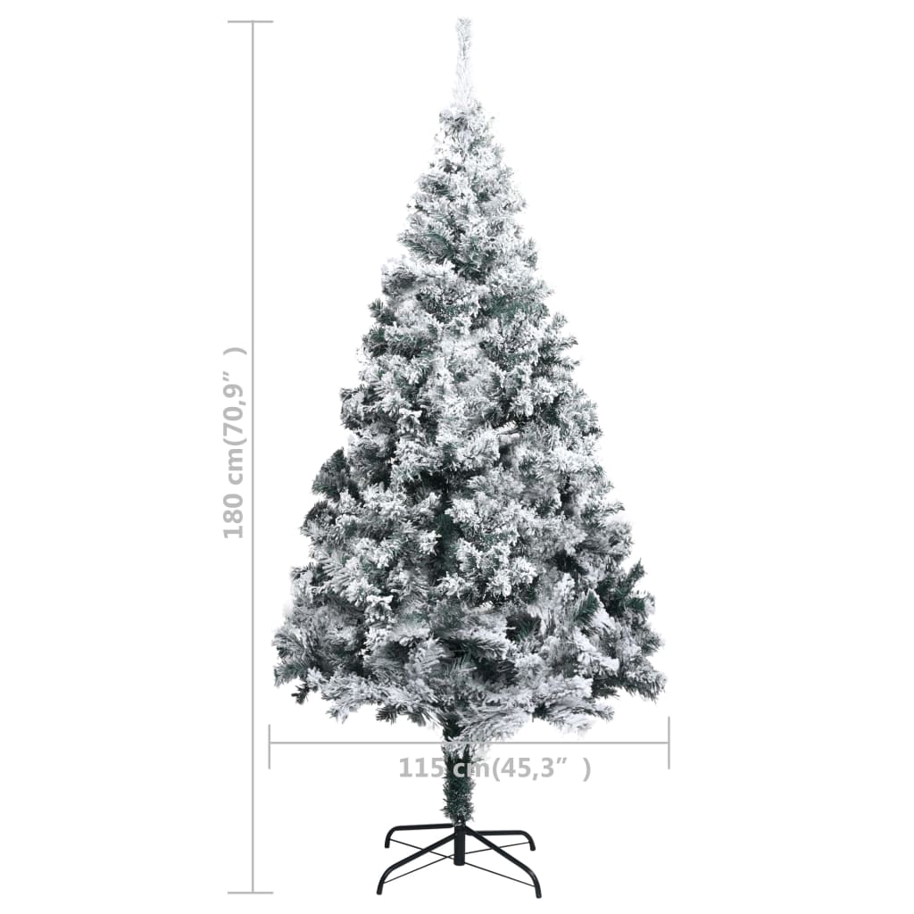 Artificial Christmas Tree With Leds Flocked Snow Gre 3077765