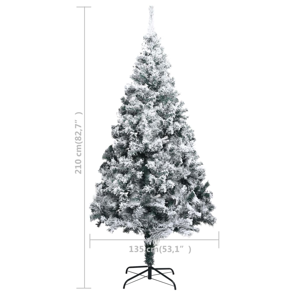 Artificial Christmas Tree With Leds Flocked Snow Gre 3077765