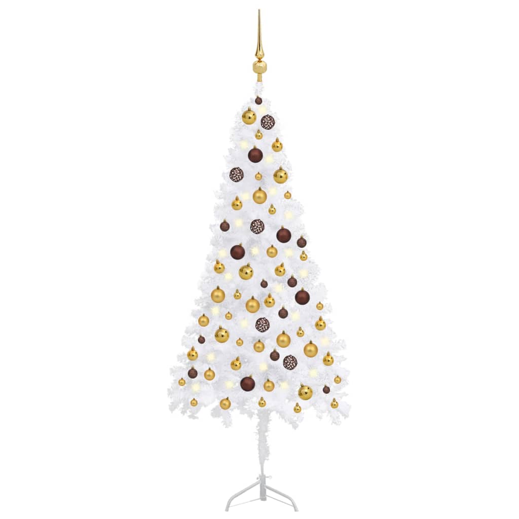 Corner Artificial Christmas Tree With Leds Pvc White 3077940