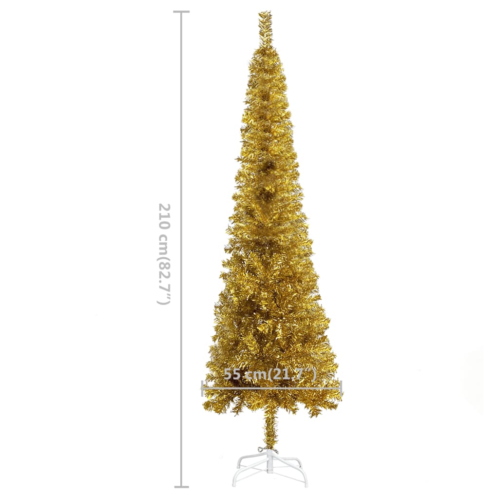 Slim Christmas Tree With Leds Gold 3078003
