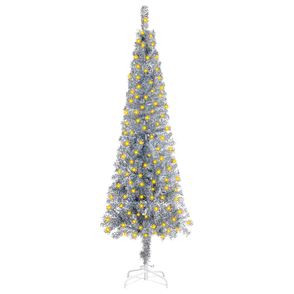 Slim Christmas Tree With Leds Silver 3078010