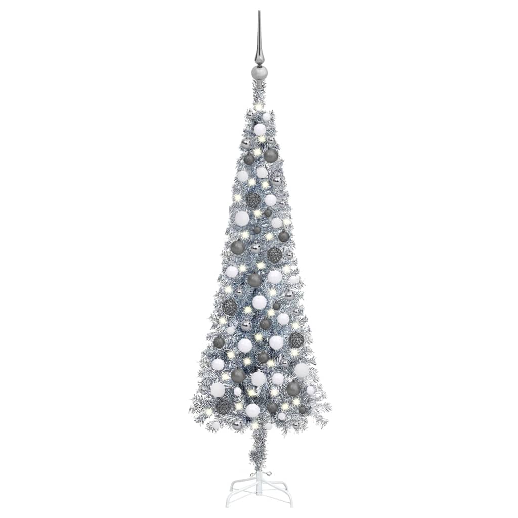 Slim Christmas Tree With Leds Ball Set Gold Gold and 3078130
