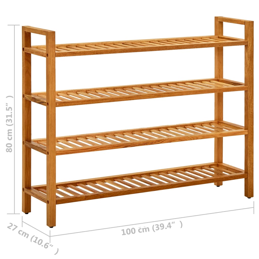 Shoe Rack With Shelves Solid Oak Wood Brown 331750