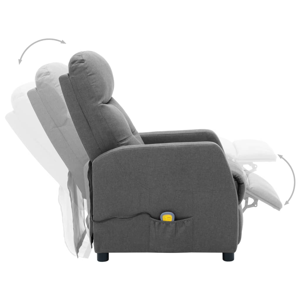 Electric Massage Recliner Light Gray Fabric Grey 3073884