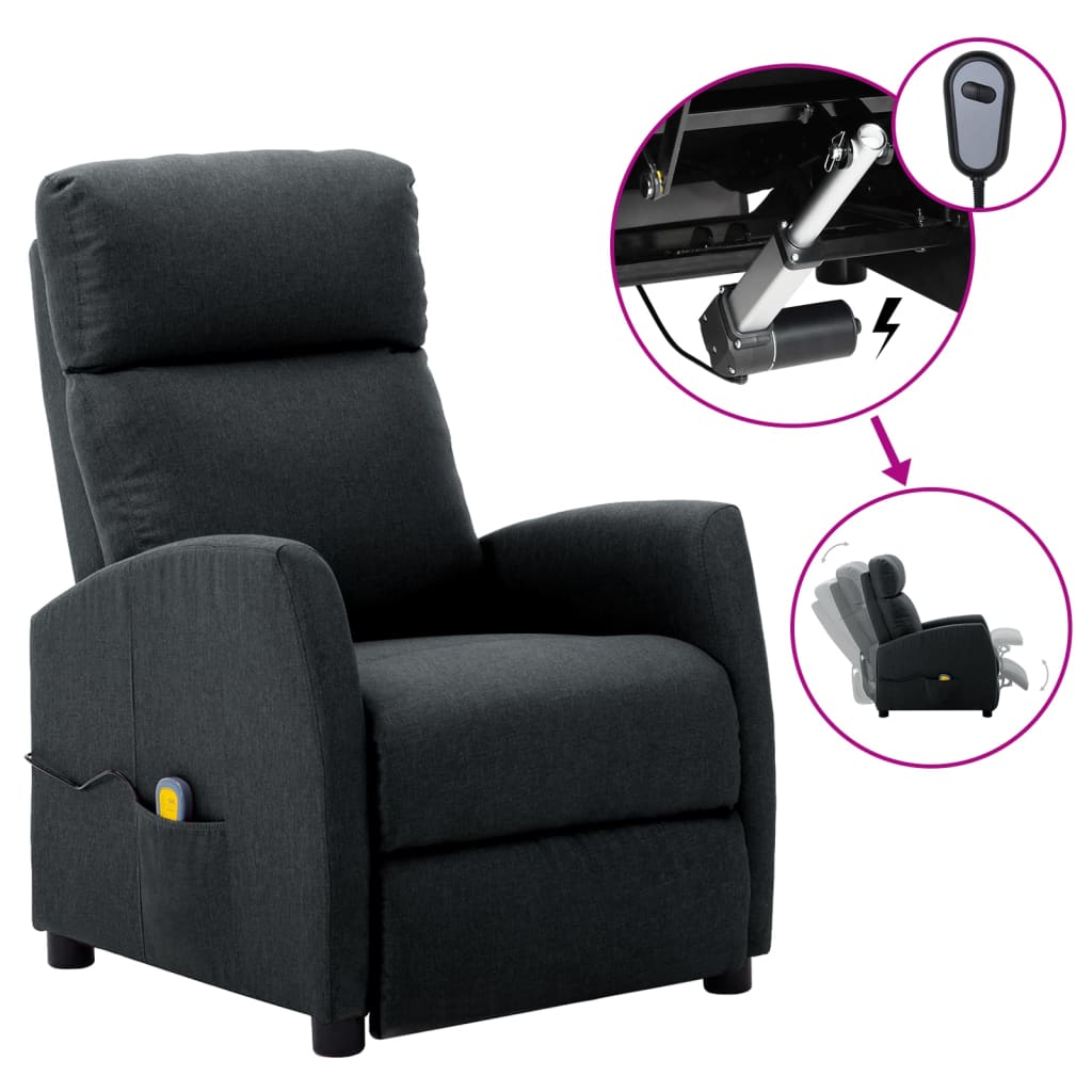 Electric Massage Reclining Chair Light Gray Fabric G 3073924