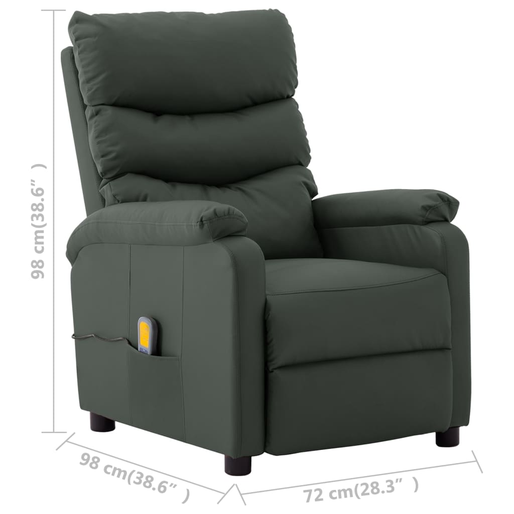 Electric Massage Reclining Chair Gray Faux Leather G 3073958