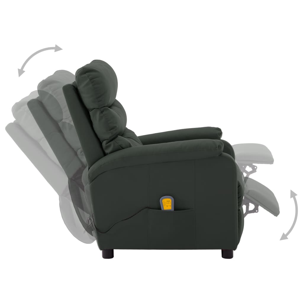 Electric Massage Reclining Chair Gray Faux Leather G 3073958