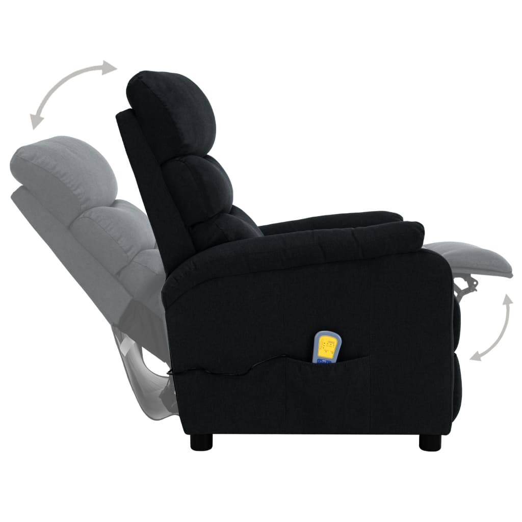 Electric Massage Recliner Fabric Black 3073974