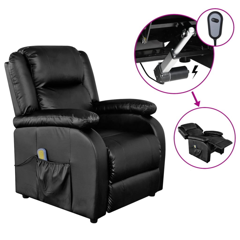 Electric Massage Chair Faux Leather Black 3073990