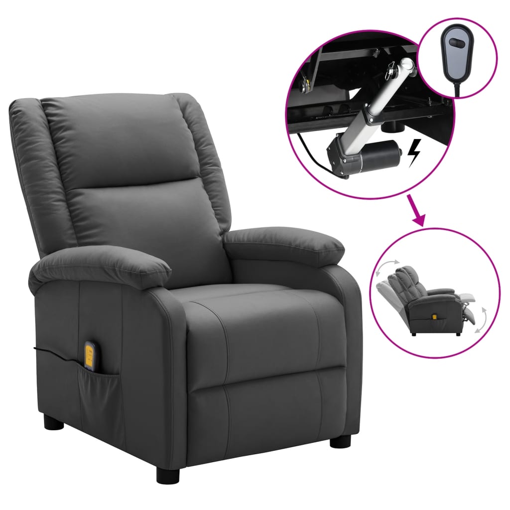 Electric Massage Chair Faux Leather Black 3073990