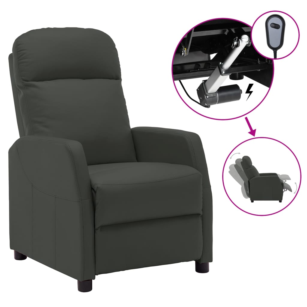 Electric Reclining Chair Faux Leather Black 3074012