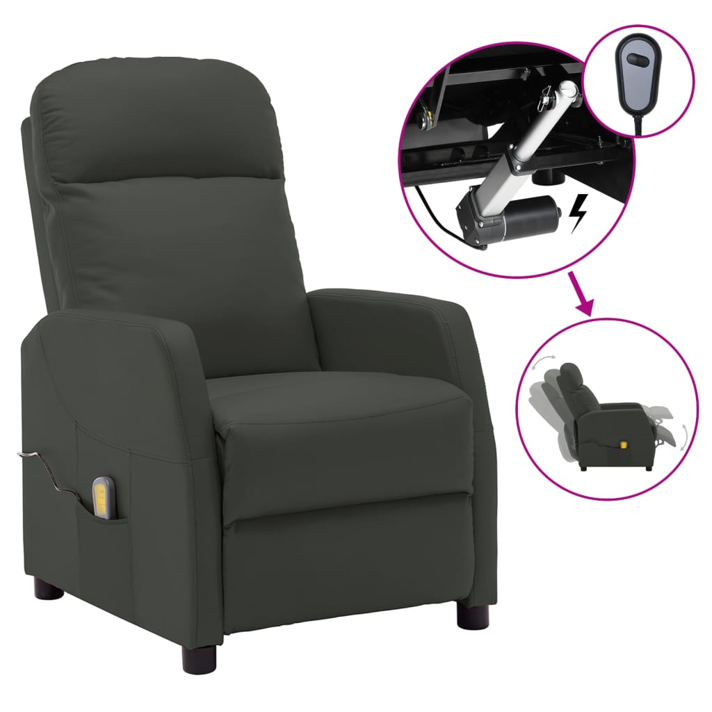 Electric Massage Reclining Chair Cream Faux Leather 3074020