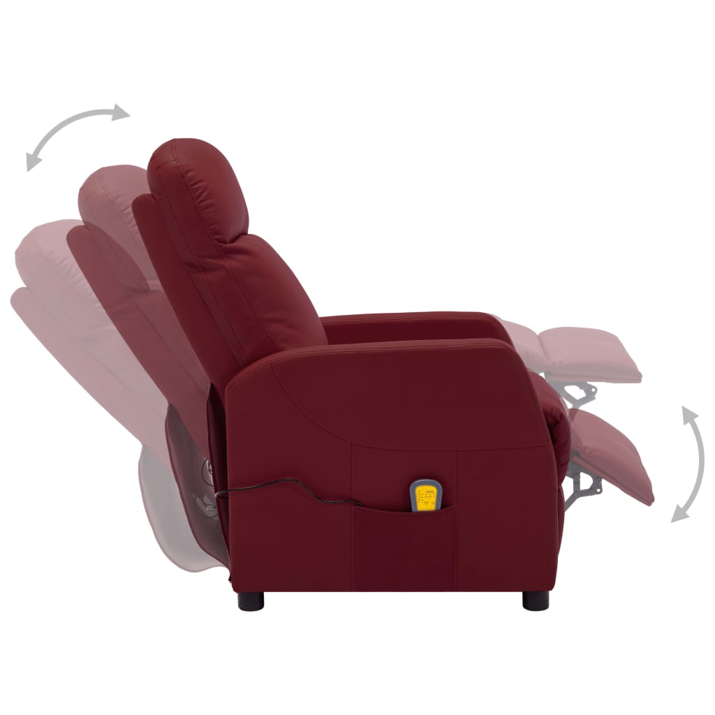 Electric Massage Reclining Chair Cream Faux Leather 3074020