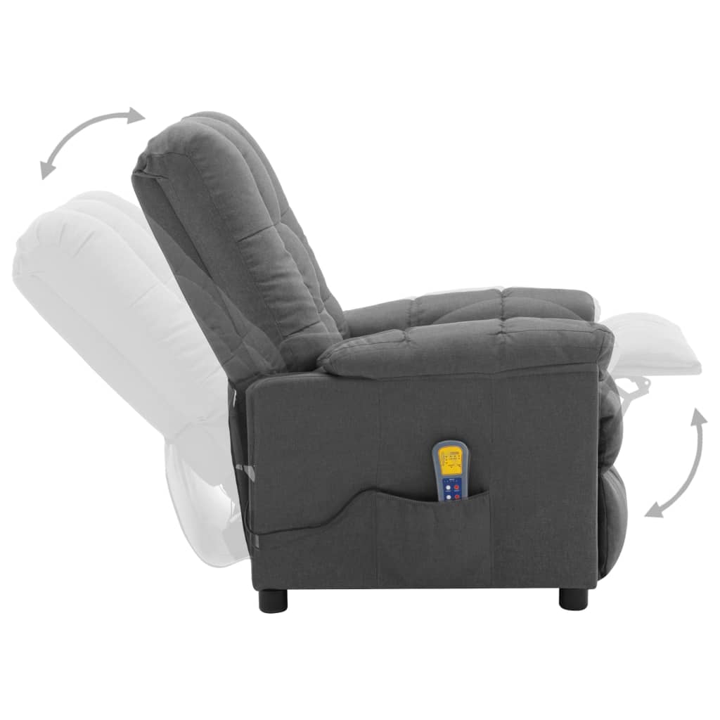 Electric Massage Recliner Light Gray Fabric Grey 3074036