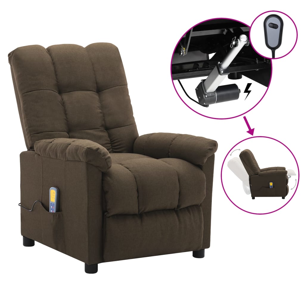 Electric Massage Recliner Fabric Brown 3074040