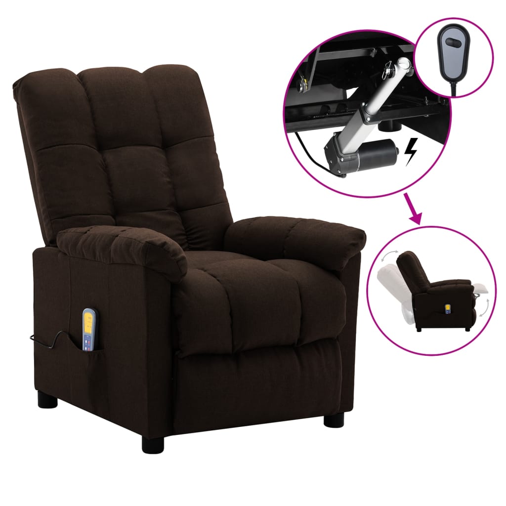 Electric Massage Recliner Fabric Brown 3074040