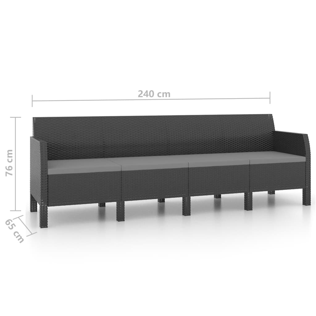 Seater Patio Sofa With Cushions Pp Anthracite 3079669