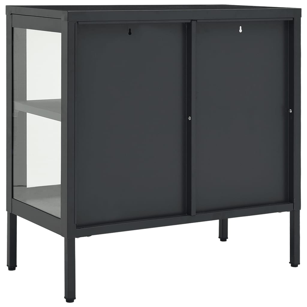 Sideboard Steel And Glass Black 336061