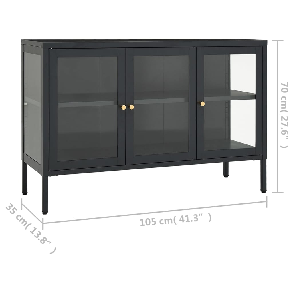 Sideboard Steel And Glass Black 336061