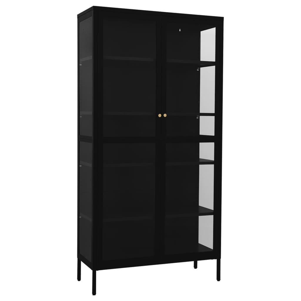 Display Cabinet Steel And Tempered Glass Black 336079