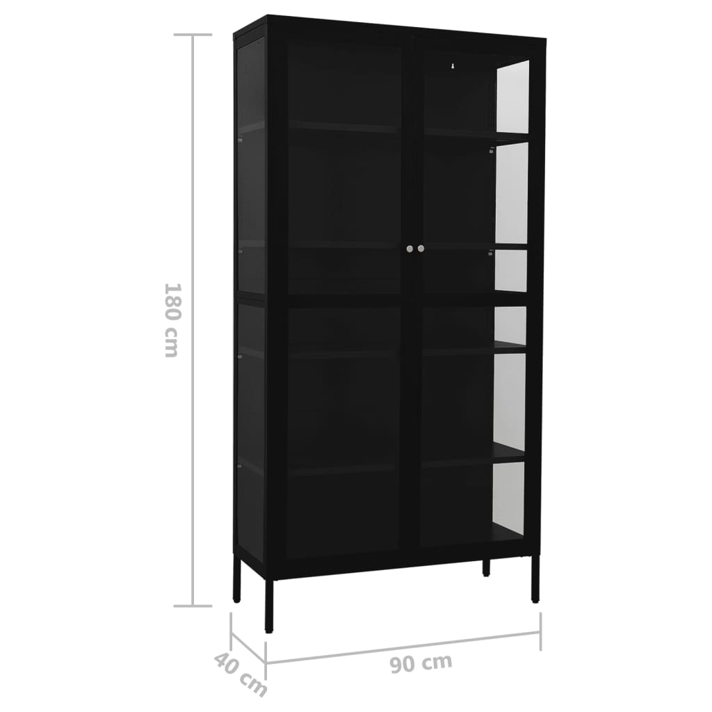 Display Cabinet Steel And Tempered Glass Black 336079