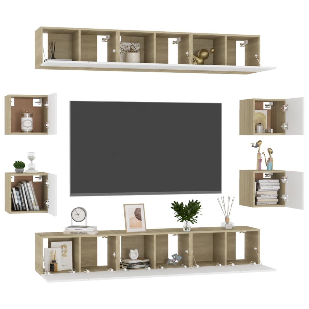 Tv Cabinet Set White And Sonoma Oak Beige 3079170