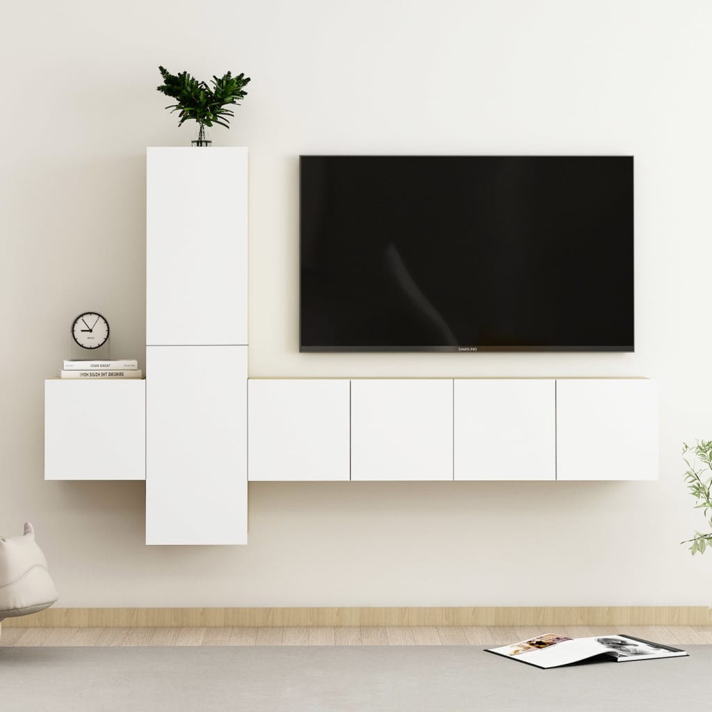Tv Cabinet Set White And Sonoma Oak Beige 3079170