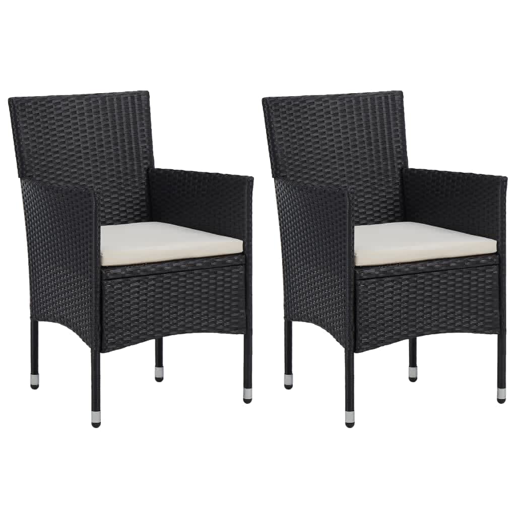 Patio Dining Set With Cushions Poly Rattan Black 3094973
