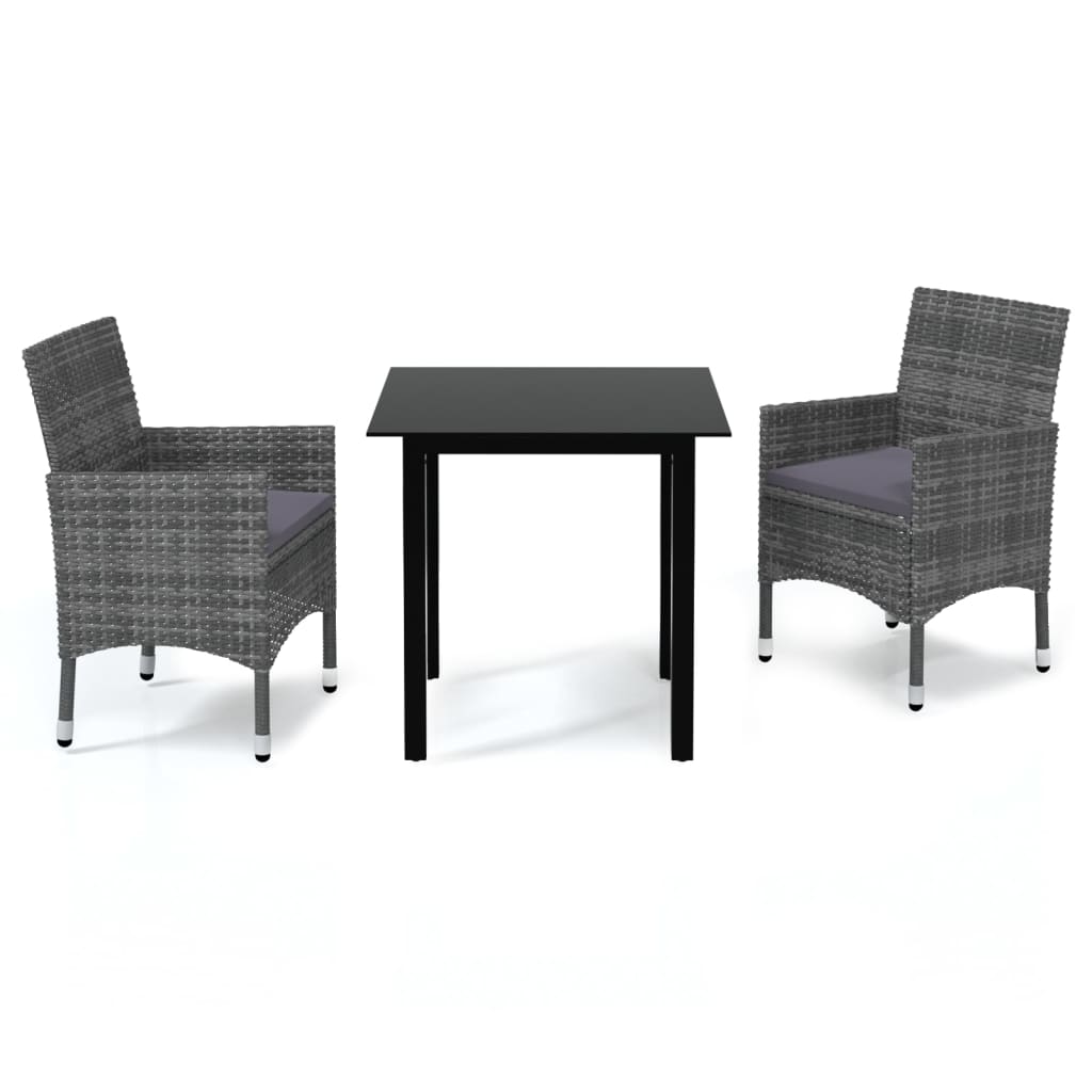 Patio Dining Set With Cushions Poly Rattan Black 3094973
