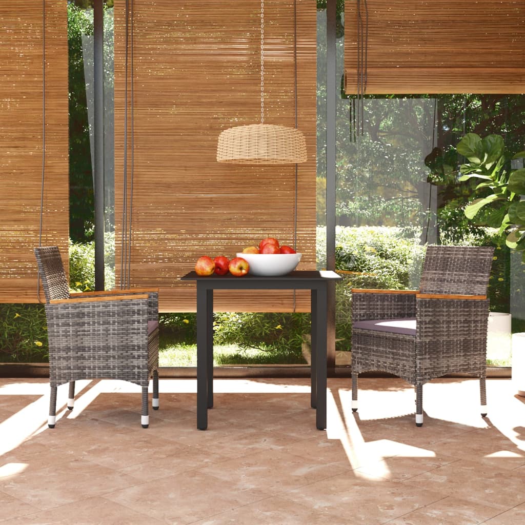 Patio Dining Set With Cushions Poly Rattan Gray Grey 3095003
